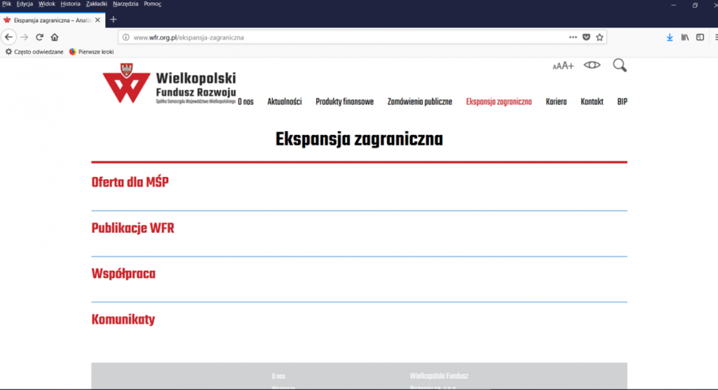 Nowa odsłona zakładki Ekspansja zagraniczna na www.wfr.org.pl