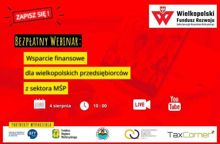 Wsparcie finansowe dla MŚP z Wielkopolski | bezpłatny webinar