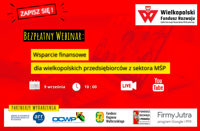 Wsparcie finansowe dla MŚP z Wielkopolski | bezpłatny webinar WFR