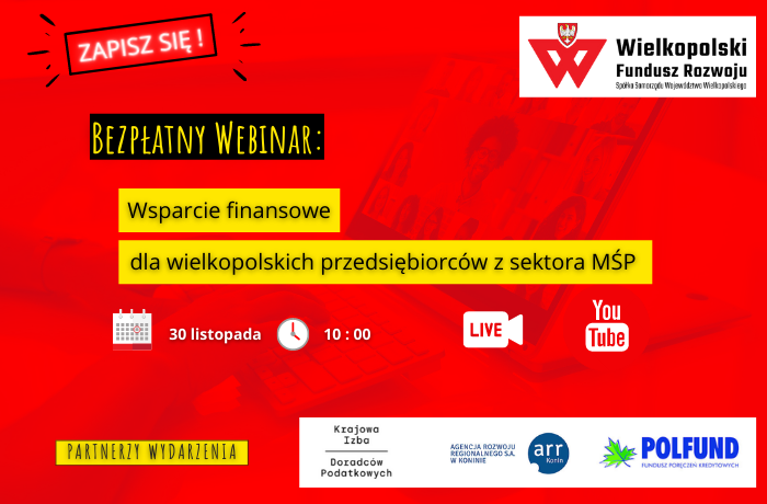 Wsparcie finansowe dla wielkopolskich przedsiębiorców z sektora MŚP | webinar