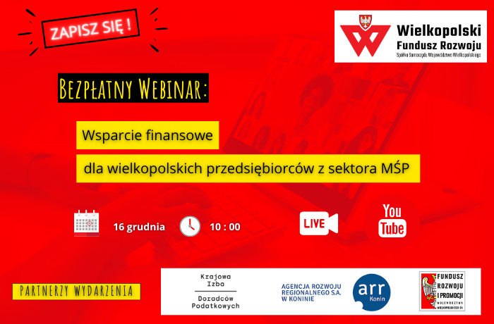 Wsparcie finansowe dla MŚP z Wielkopolski | webinar WFR